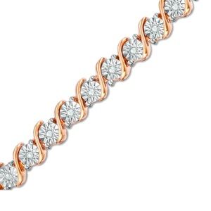 1/4 CT. T.W. Diamond "S" Tennis Bracelet Sterling Silver w/ 14K Rose Gold Plate